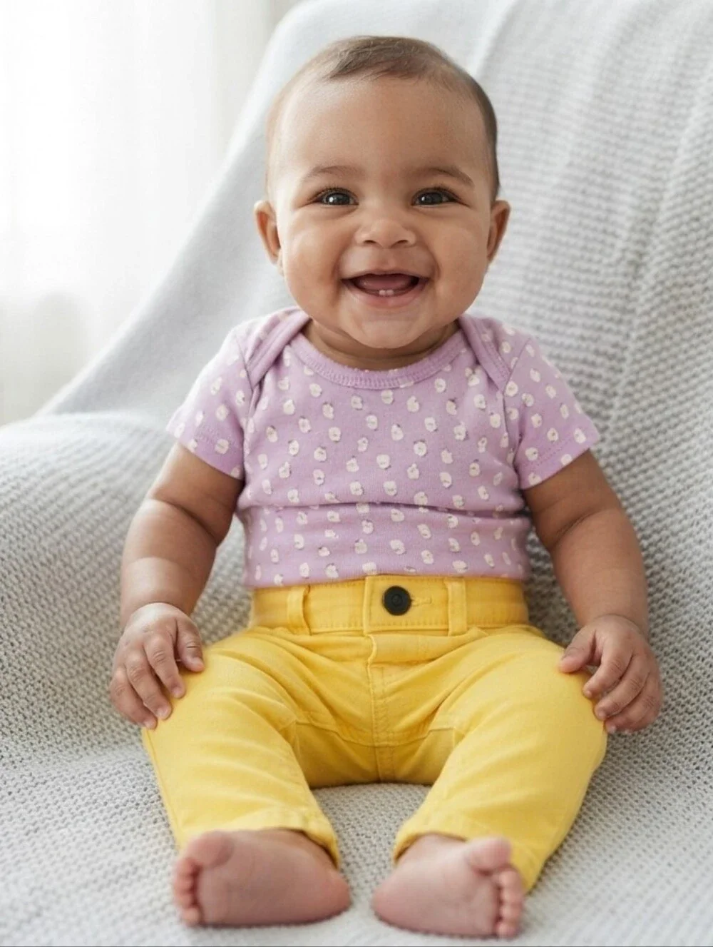 Carter's 3M Purple Onesie and Yellow Pants Set - 3 Months